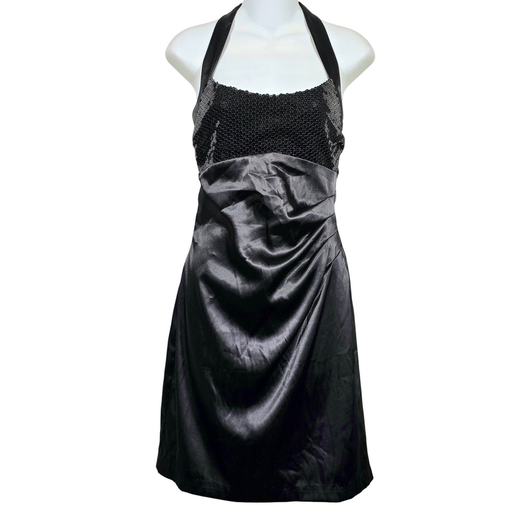 B. Darlin Women's Black Sequin Halter‎ Dress Party Cocktail Size 9/10